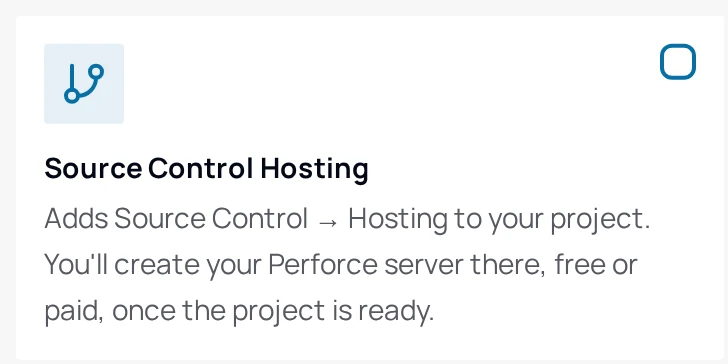 The Source Control Hosting card on the Services step of the Add Project dialog, with its description and an unticked checkbox.